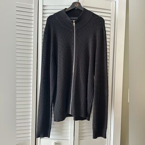 Louis Vuitton Men's Black Textured Zip-Up Sweater